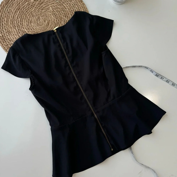 Express top peplum hem cap sleeves back zipper closure black size XS - Picture 7 of 9